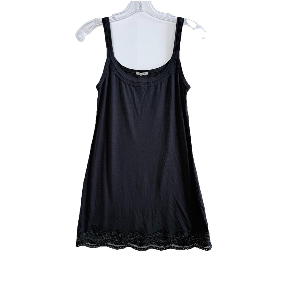 Intimissimi Dark Gray Tank‎ Top Lace Trim Size Medium Tunic Length Long